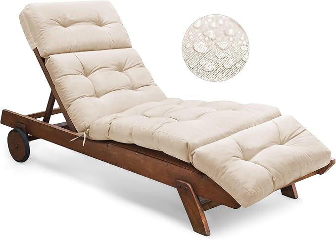 Outdoor Chaise Lounge Chair Cushion Waterproof 74.4 x 22 x 4.7 Inches Memory by Tycdiose