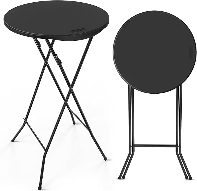 VINGLI 24" Plastic Folding Round Table Bar Height, HDPE Matrial by VINGLI