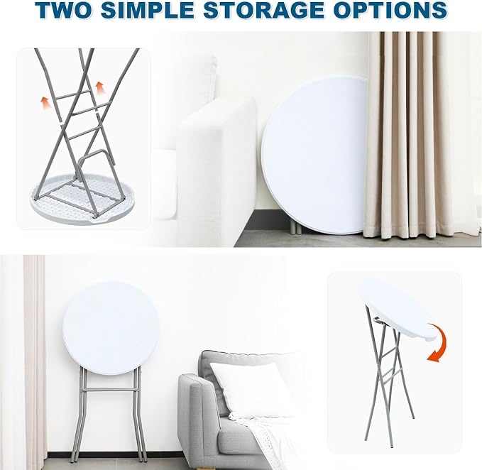 28” Round Folding Bar Table, High Top Cocktail Table - Image 7