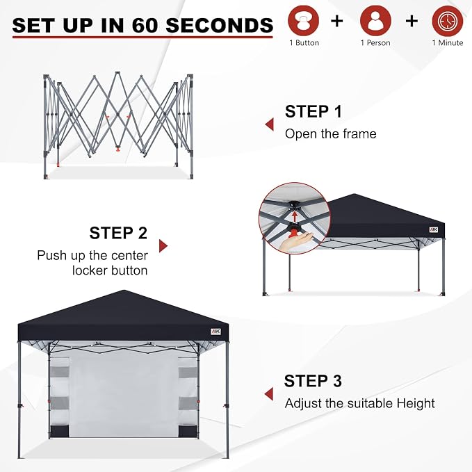 ABCCANOPY Pop Up Canopy with Sidewall, 10x10 Outdoor Canopy Tent with Storage - Image 8