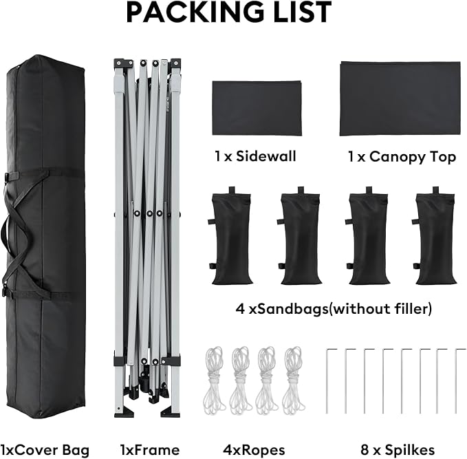 10x10 Pop Up Canopy with Sidewalls, Instant Heavy Duty Canopy Tent - Image 2