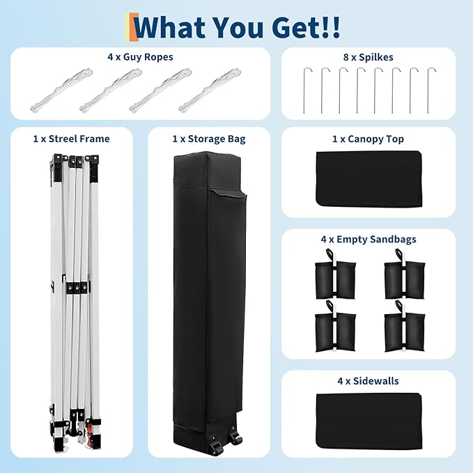 Garvee 10x10 Pop Up Canopy Tent, Heavy Duty Commercial Instant Shelter - Image 6