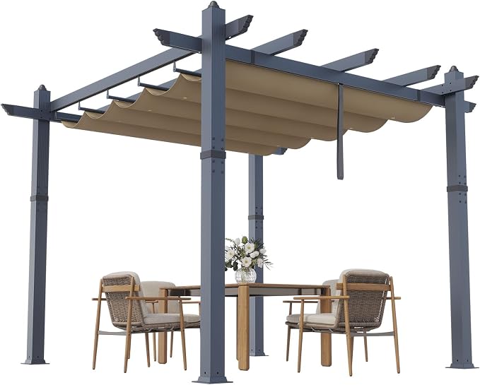 10x10 Ft Outdoor Pergola Metal Gazebo - Image 2