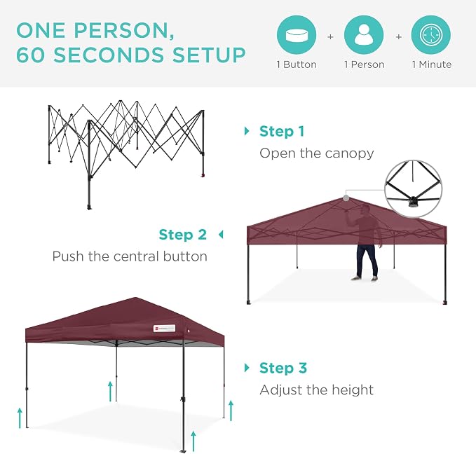 Best Choice Products 8x8ft Pop Up Canopy Tent, Outdoor Shade, 1 Person 1 Minute - Image 2