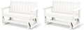 SERWALL Outdoor Glider Bench Set of 2, HDPE Weather-Resistant Swinging Bench by SERWALL