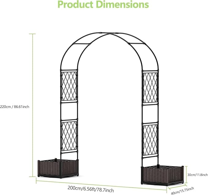 78.7" Metal Garden Arbor Arch Trellis - Image 2