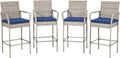 ECOTOUGE Set of 4 Patio Wicker Barstool, Outdoor Rattan Bar Height Chairs by ECOTOUGE