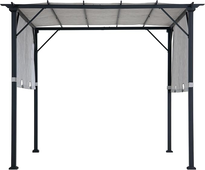 Sunjoy 9 x 9 ft. Pergola, Outdoor Patio Matte Black Steel Classic Frame Pergola - Image 8