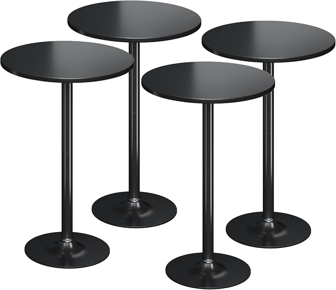 Flamaker Round Bistro Pub Table Modern Style Metal Base MDF Top Cocktail Bar by Flamaker