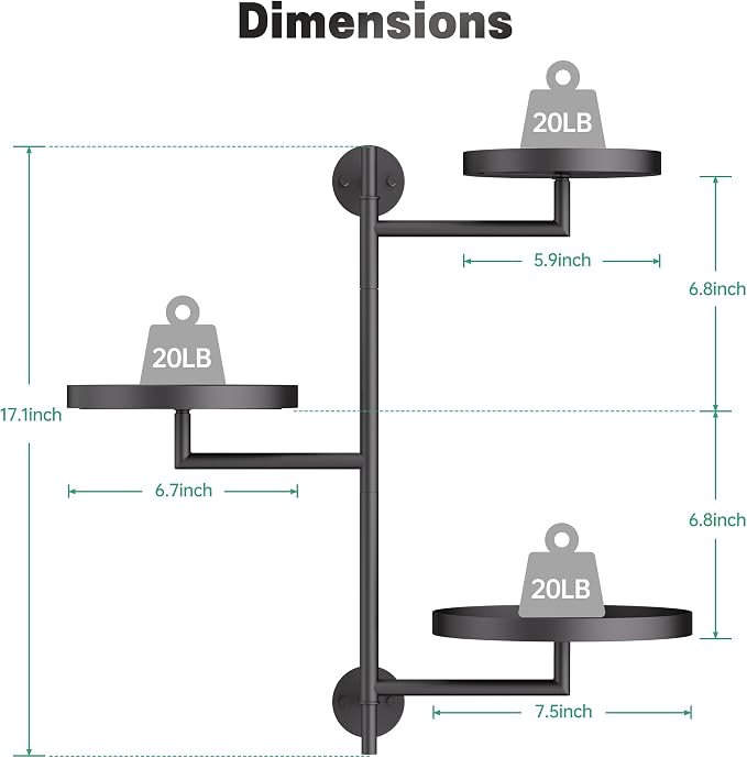 Window Rotating Plant Stand Shelf Indoor Black Metal Floating Shelves 3-Tier - Image 4