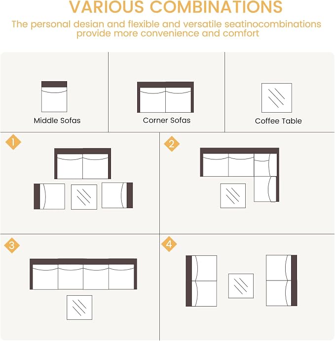 5 Piece Patio Furniture Set, Wicker Modular Outdoor Furniture - Image 7