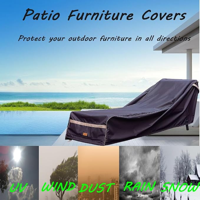 Patio Chaise Lounge Cover Waterproof, Heavy Duty Outdoor Lounge Chair Covers - Image 5