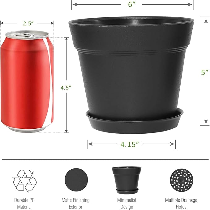 WOUSIWER 16 Pack 6 inch Plastic Planters - Image 3