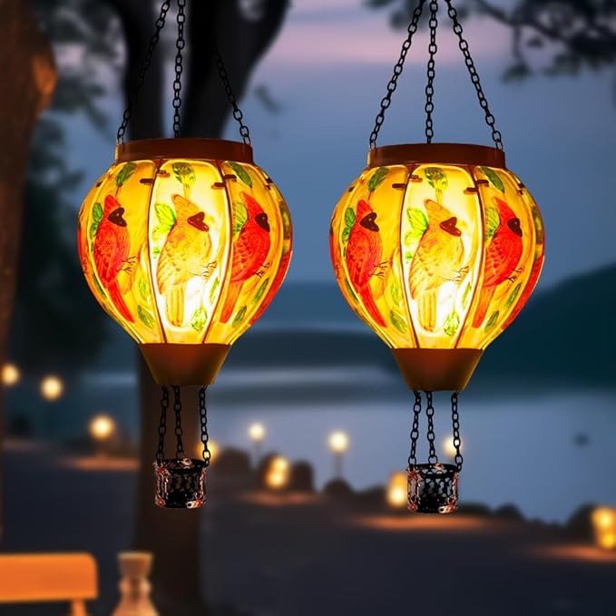 2 PCS Cardinal Hot Air Balloon Solar Lantern - Image 2