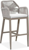 PURPLE LEAF Patio Bar Height Stool 28" H Boho 1 Piece Rattan Aluminum Tall Bar by PURPLELEAF