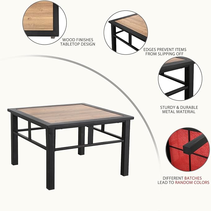 Festival Depot Patio Coffee Table Square Metal Table - Image 3