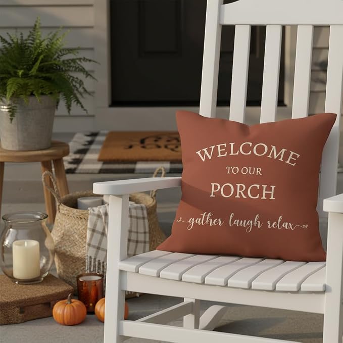 PANDICORN Welcome to Our Porch Stay Awhile Outdoor Decorative Throw Pillow - Image 2