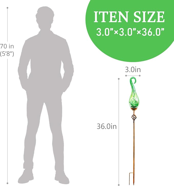 Garden Solar Lights Outdoor, Decorative LED Pearlized Glass Spiral Garden Stake - Image 2