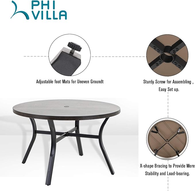 PHI VILLA 44 Inch Large Metal Round Table - Image 8