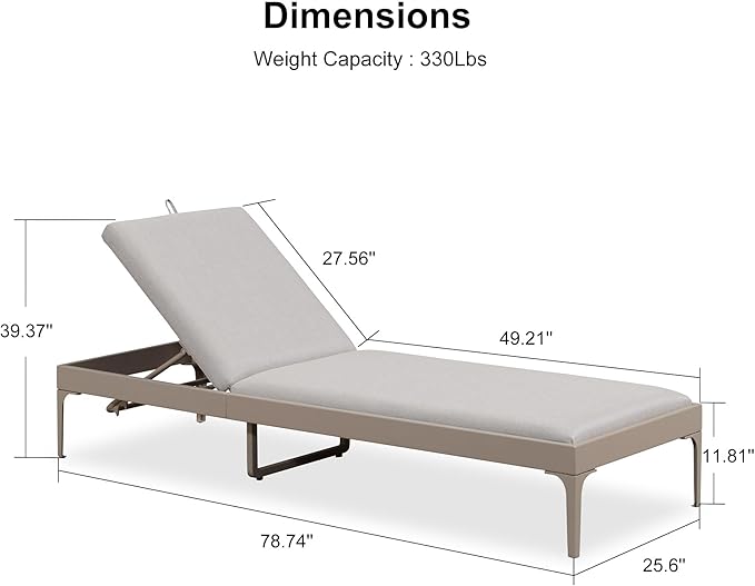 PURPLE LEAF Outdoor Chaise Lounge Set of 3 Aluminum Adjustable Patio Lounger - Image 8