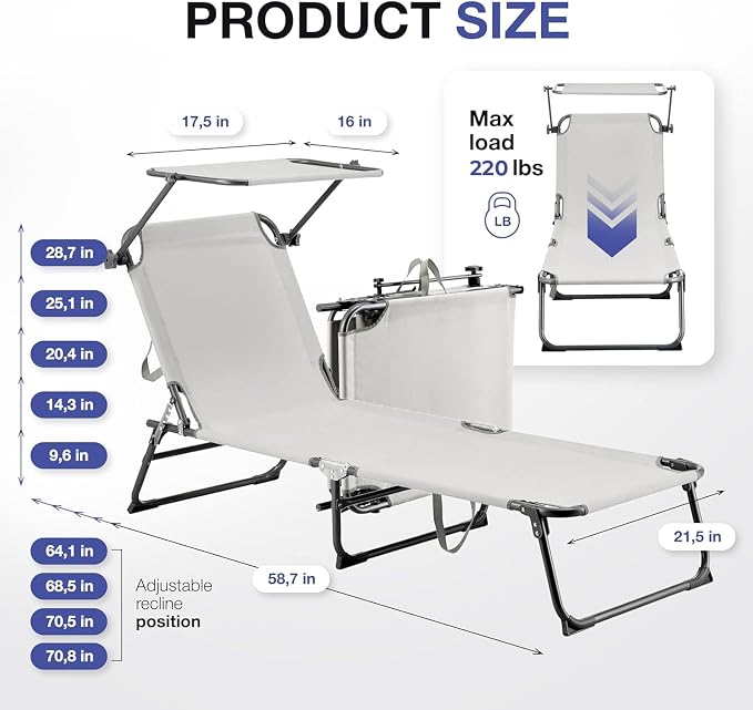 Folding Outdoor Lounge Chair - Image 2