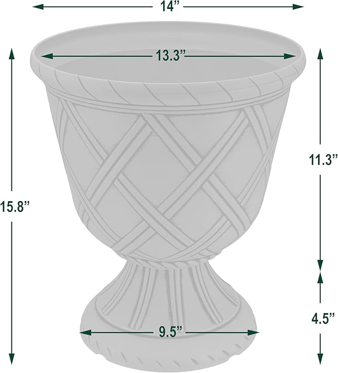 Arcadia Garden Products PL61GD Lattice Plastic Garden Urn, Classic Decorative - Image 4