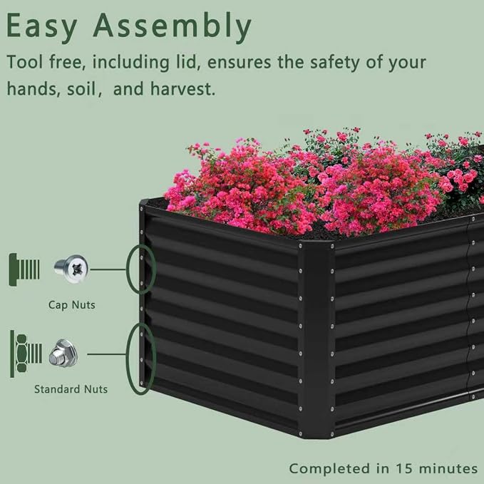4x2x2FT Galvanized Raised Garden Bed, Planter Raised Beds-Metal Garden Box - Image 8