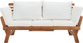 SAFAVIEH Outdoor Collection Emely Natural Acacia Wood/Beige Cushion Expandable by SAFAVIEH