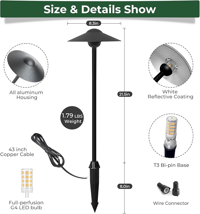 Gardencoin Low Voltage Pathway Lights，12V Outdoor LED Landscape Path Lights - Image 5