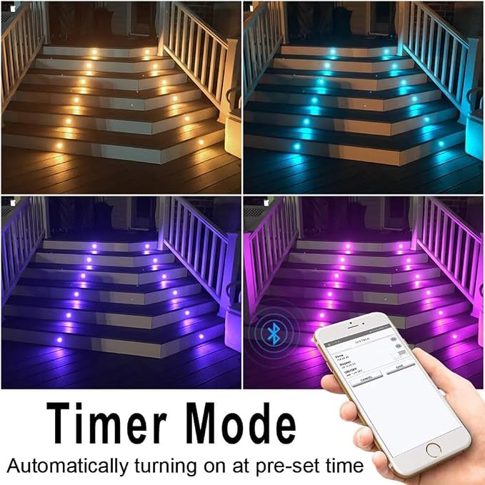 Low Voltage LED Deck Lights, 30 Pack 1.22" Smart WiFi RGBW 3000K Recessed Step - Image 4