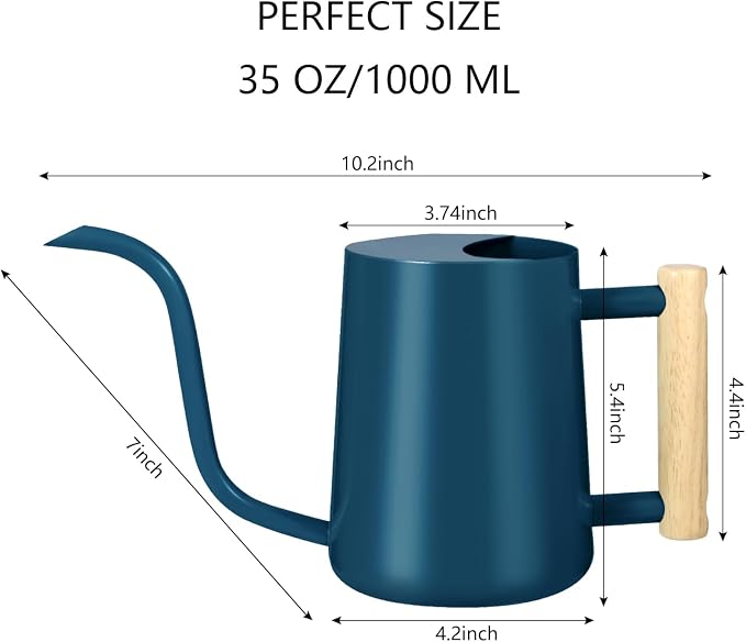 Watering Can Indoor Plants, 35oz Small Stainless Steel Metal Watering Can - Image 3