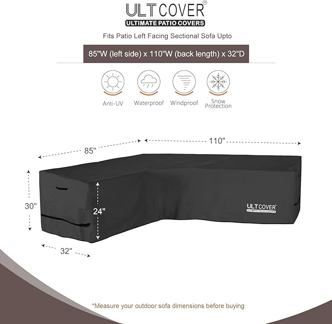 ULTCOVER Patio L-Shaped Left Facing Sofa Cover Waterproof - Image 2
