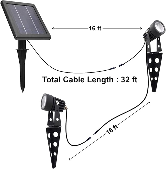 MINI 50X Twin Solar-Powered Cast Aluminium Warm White LED Spotlight 60-100 - Image 3