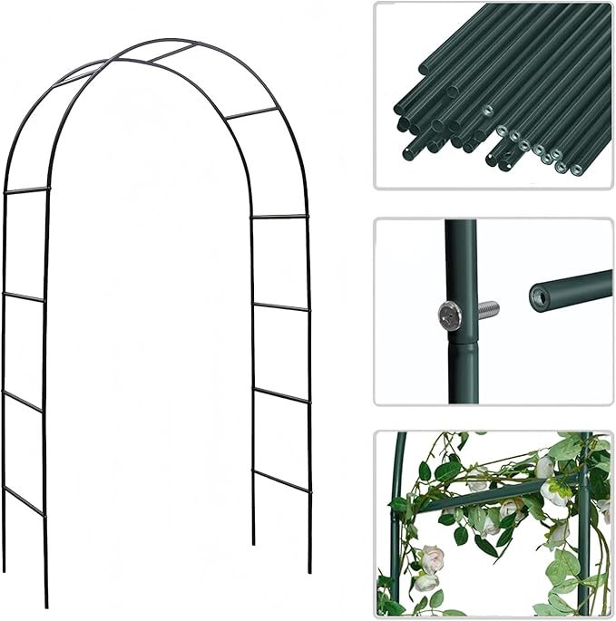 Garden Arch, Outdoor Flower Garden Arch Trellis, Sturdy Steel Arbor - Image 5