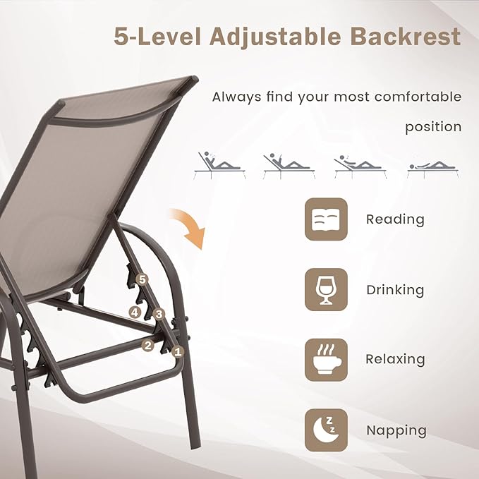 Giantex 2 Pack Patio Lounge Chair, Outdoor Chaise Lounge - Image 3