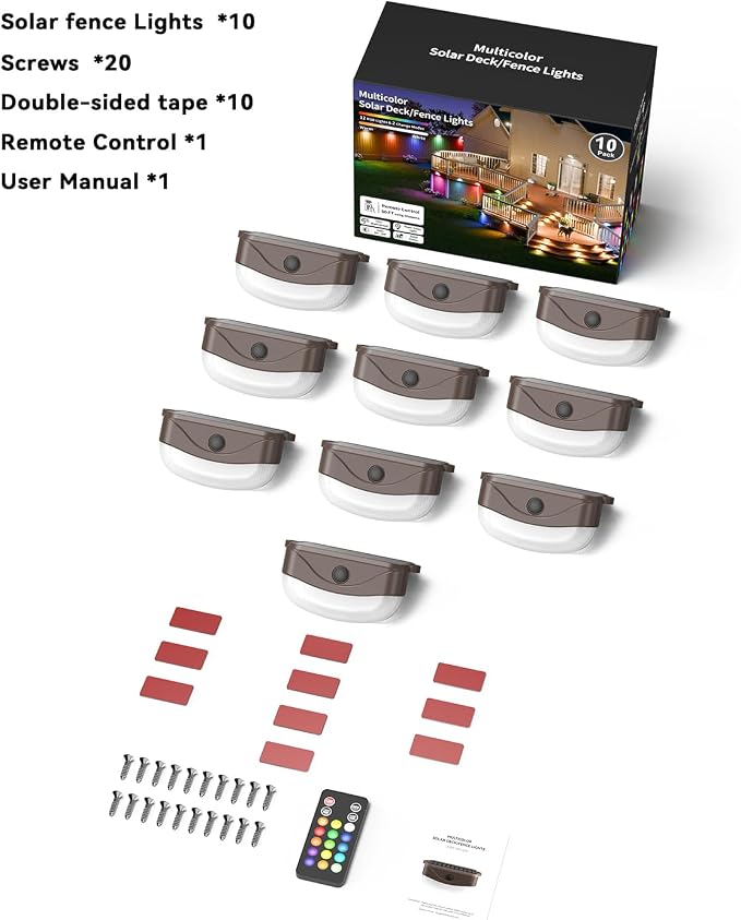 Solar Fence Lights with Remote Control 50ft, 15 Multi Colors Solar Powered - Image 9