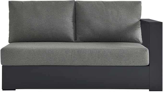 Modway Tahoe Aluminum Modular Right-Facing Outdoor Patio Loveseat in Gray - Image 6