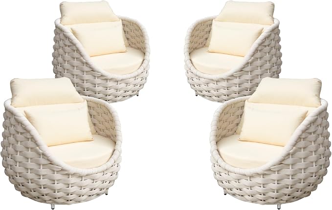 TWT 4 Pieces Patio Sofas, All-Weather Olefin Rope Balcony Furniture - Image 7