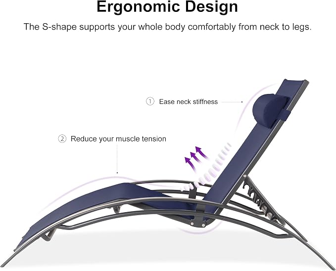 PURPLE LEAF Patio Oversized Chaise Lounge Chair Set - Image 9