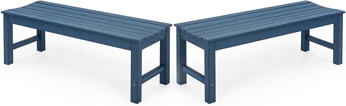 Stoog Outdoor Benches Set of 2, 2-Person Patio Dining Bench, Waterproof HIPS by Stoog