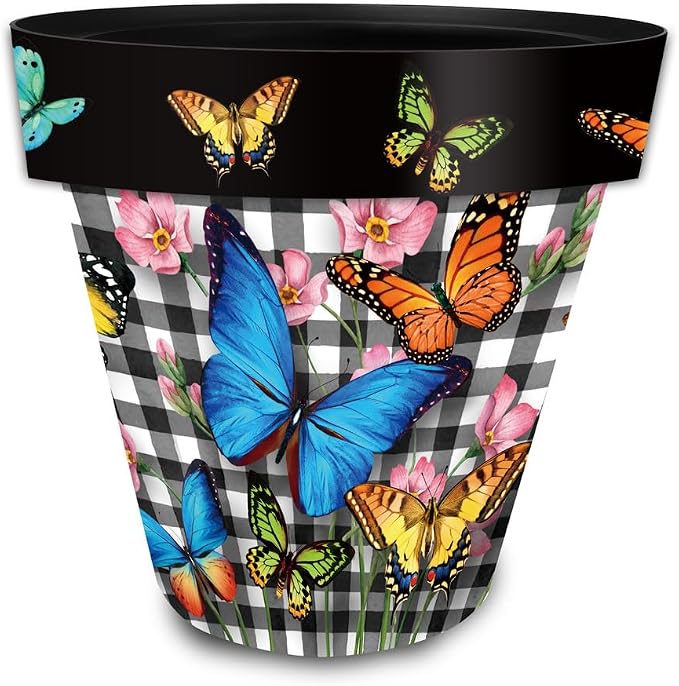 Briarwood Lane Checkered Butterflies Small Planter - Image 4