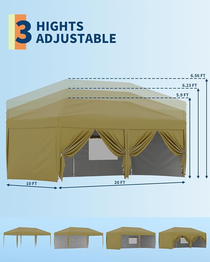 10X20 Pop Up Canopy Tent with 6 Sidewalls – Heavy Duty Commercial Instant - Image 7