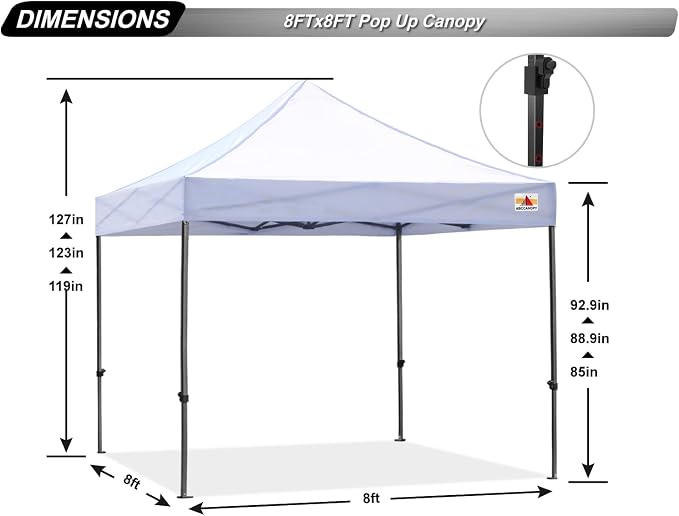 ABCCANOPY Patio Pop Up Canopy Tent 8x8 Commercial-Series - Image 4