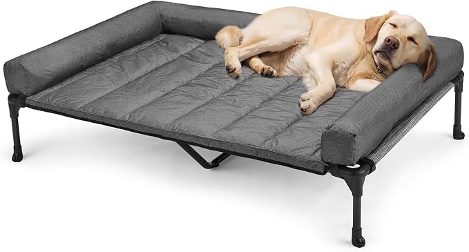 Veehoo Cooling Elevated Dog Bed Add Removable Waterproof Bolster Cushion Mat - Image 7