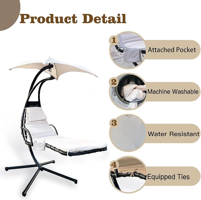 Outdoor Hanging Lounge Chair Replacement Cushion Cover and Umbrella Fabric - Image 3