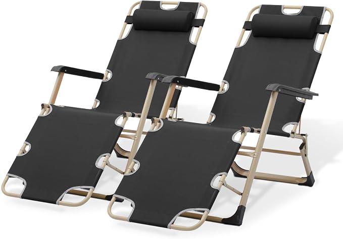 Magshion Folding Patio Chairs Set of 2, Outdoor Lounge Chair by Magshion