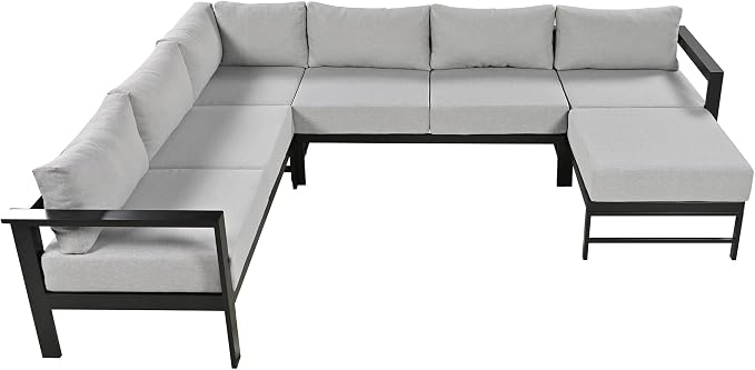 Multi-Person Outdoor Sofa Set, U-Shaped Aluminum Outdoor Sofa Set - Image 5