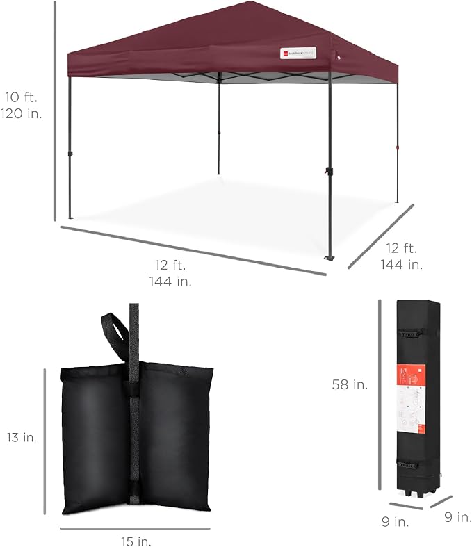 Best Choice Products 12x12ft Pop Up Canopy Tent, Outdoor Shade, 1 Person 1 - Image 8