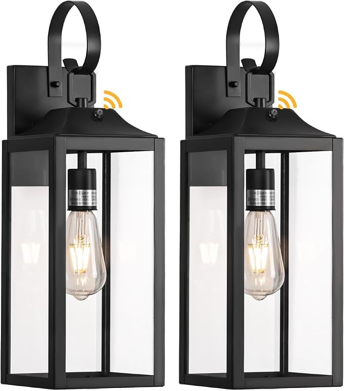 19" Large Dusk to Dawn Outdoor Lighting 2 Pack, Modern Wall Lantern Outdoor - Image 8