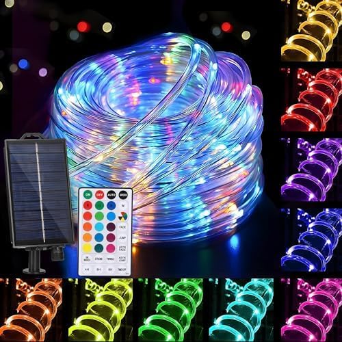 XEWEA Solar Rope Lights Outdoor, 16Colors 66LED 39Ft String Light by XEWEA